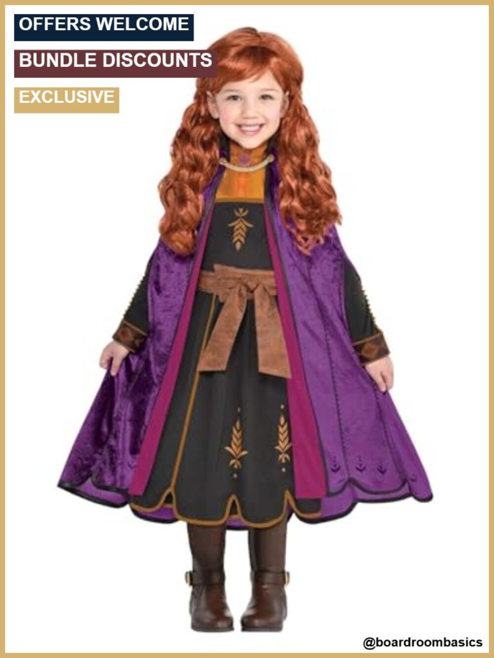 Toddler Girls Frozen 2 Anna Travel Halloween Costume Dress Cape 3-4T